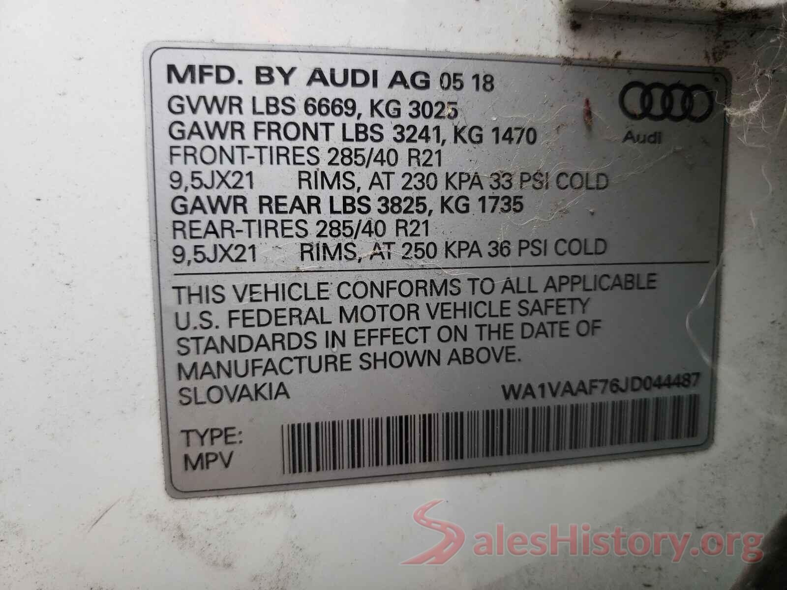 WA1VAAF76JD044487 2018 AUDI Q7