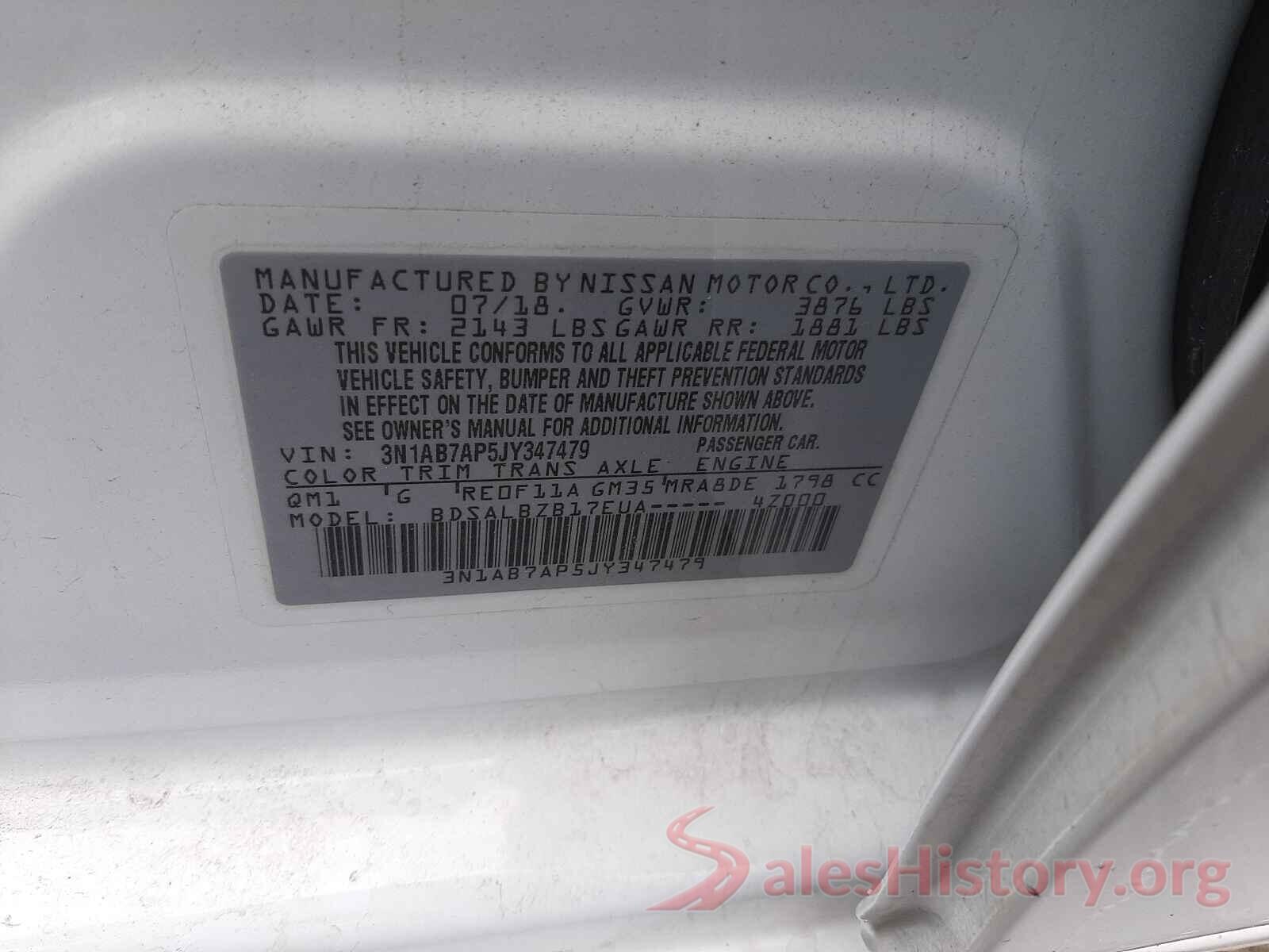 3N1AB7AP5JY347479 2018 NISSAN SENTRA