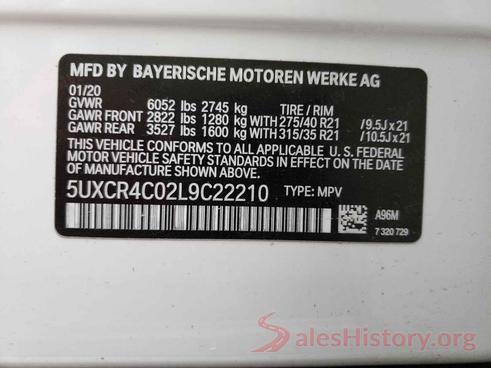 5UXCR4C02L9C22210 2020 BMW X5