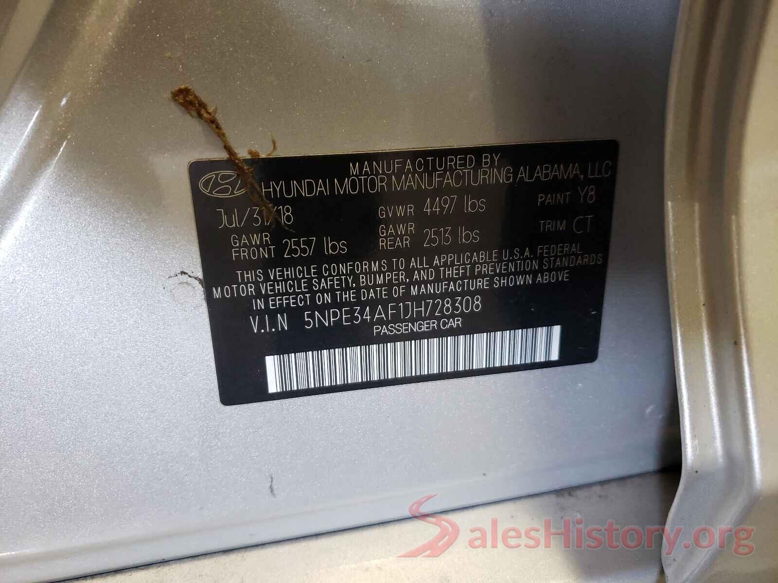 5NPE34AF1JH728308 2018 HYUNDAI SONATA