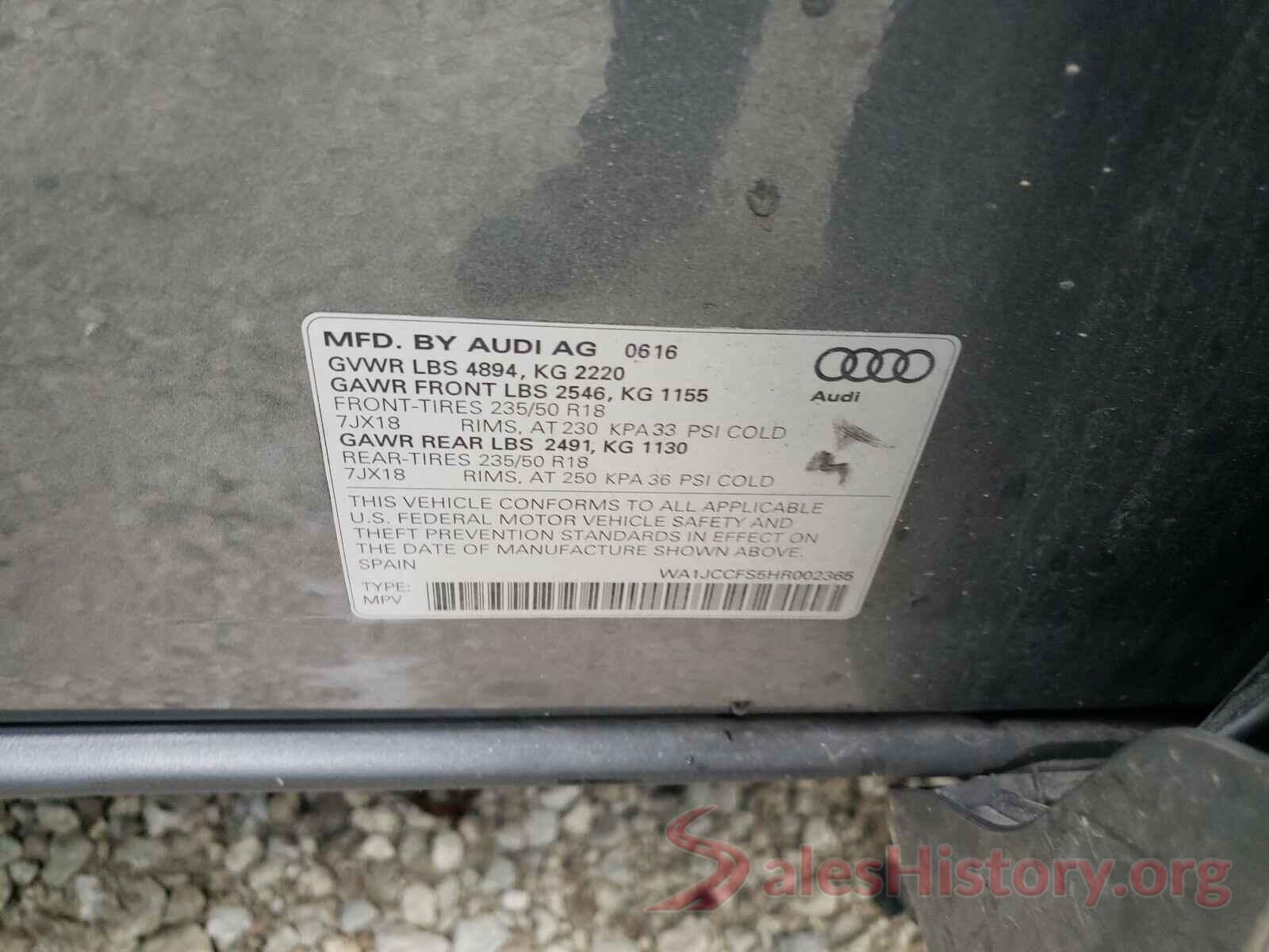 WA1JCCFS5HR002365 2017 AUDI Q3