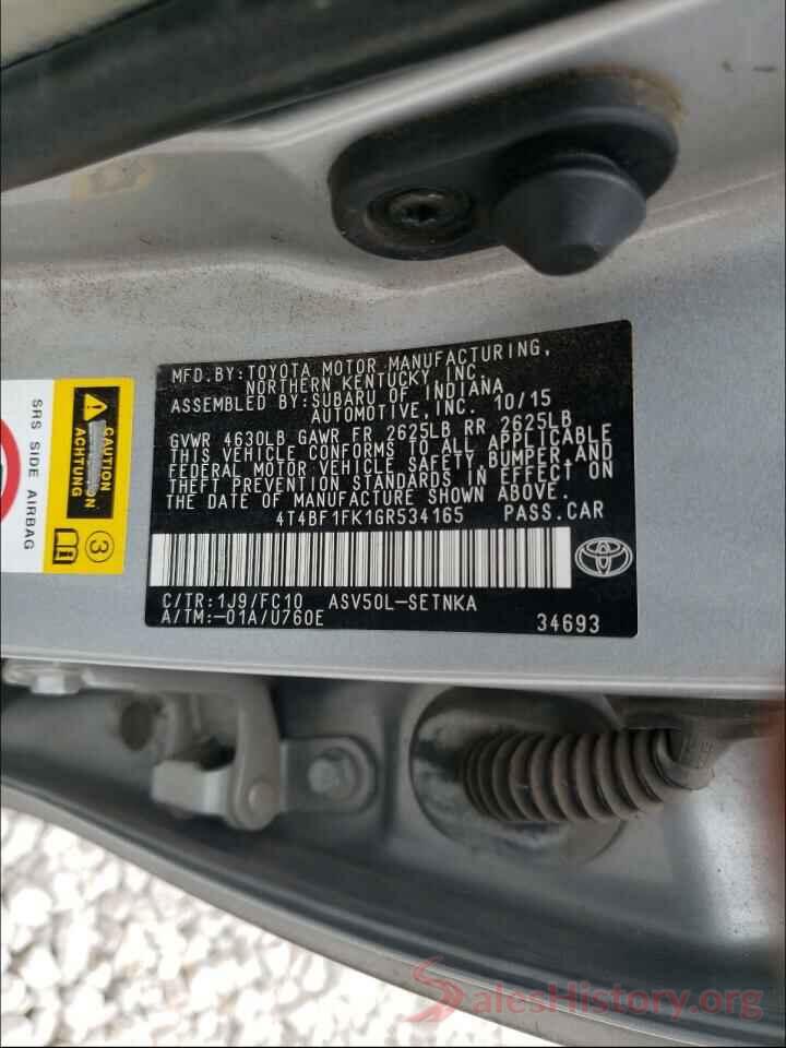 4T4BF1FK1GR534165 2016 TOYOTA CAMRY