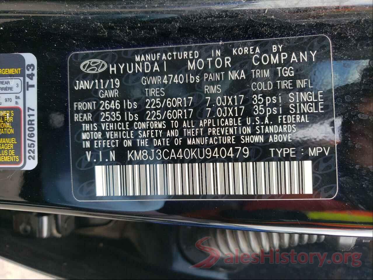 KM8J3CA40KU940479 2019 HYUNDAI TUCSON