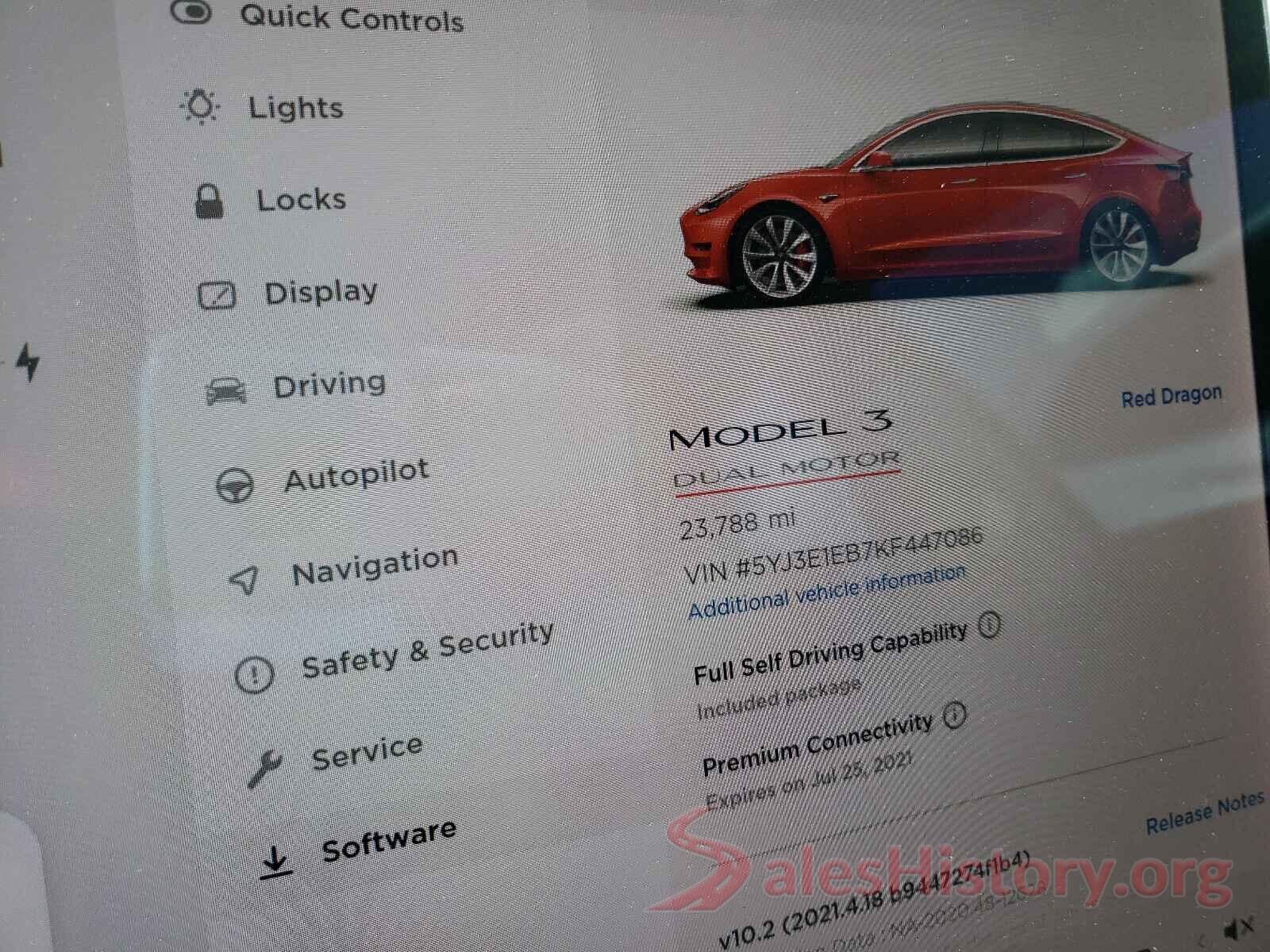 5YJ3E1EB7KF447086 2019 TESLA MODEL 3