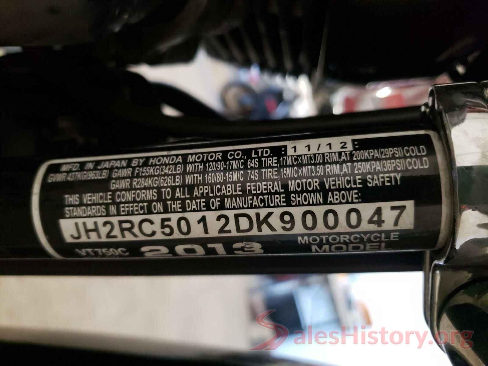 JH2RC5012DK900047 2013 HONDA VT CYCLE