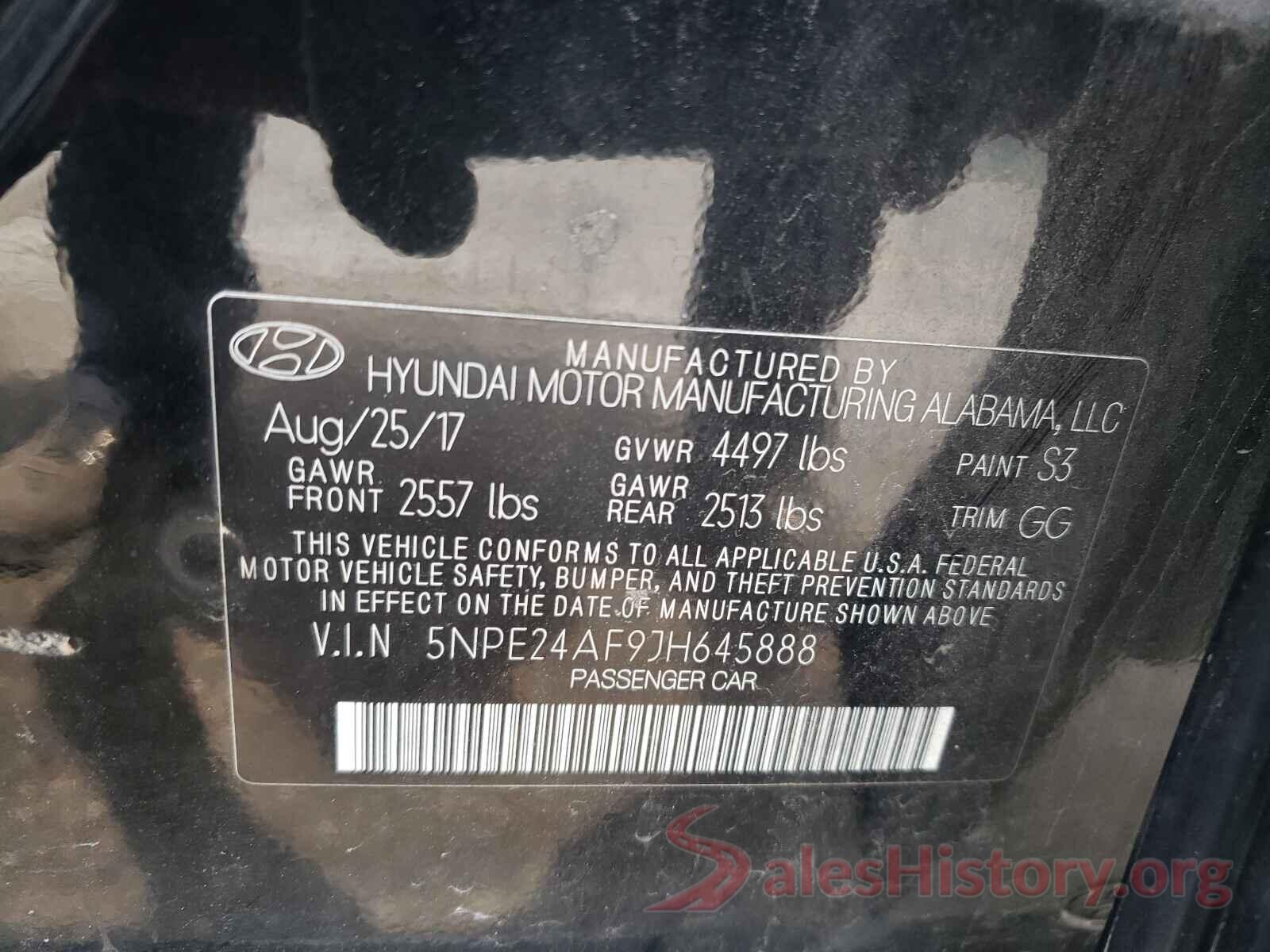 5NPE24AF9JH645888 2018 HYUNDAI SONATA