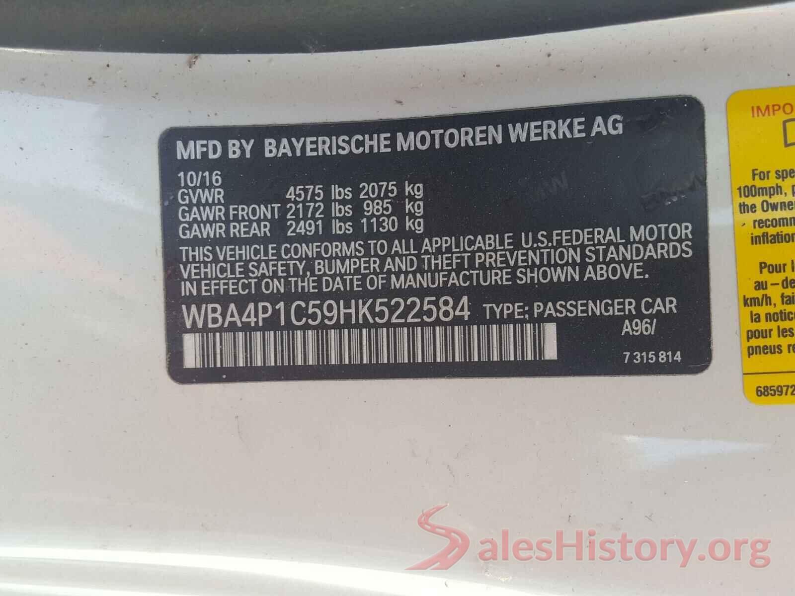 WBA4P1C59HK522584 2017 BMW 4 SERIES