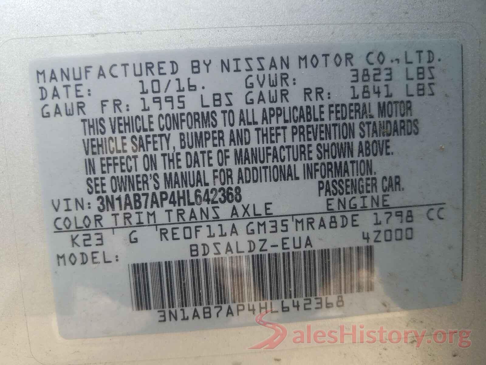 3N1AB7AP4HL642368 2017 NISSAN SENTRA