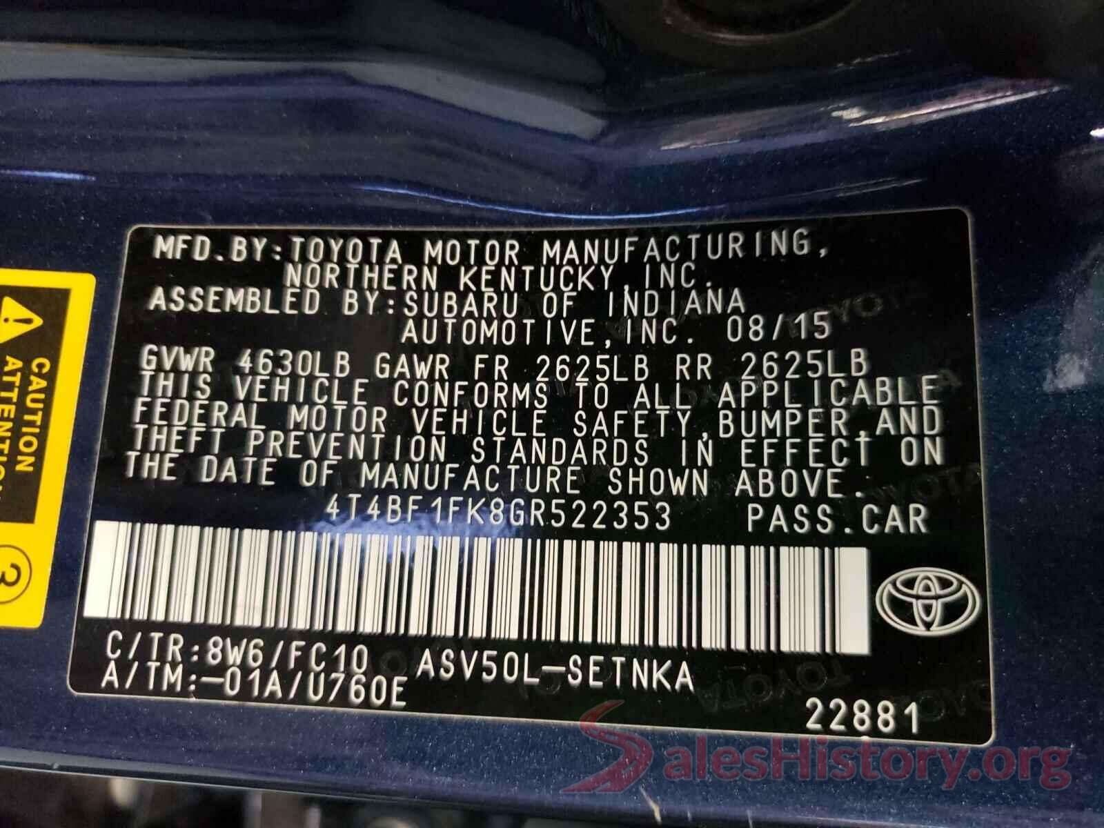 4T4BF1FK8GR522353 2016 TOYOTA CAMRY