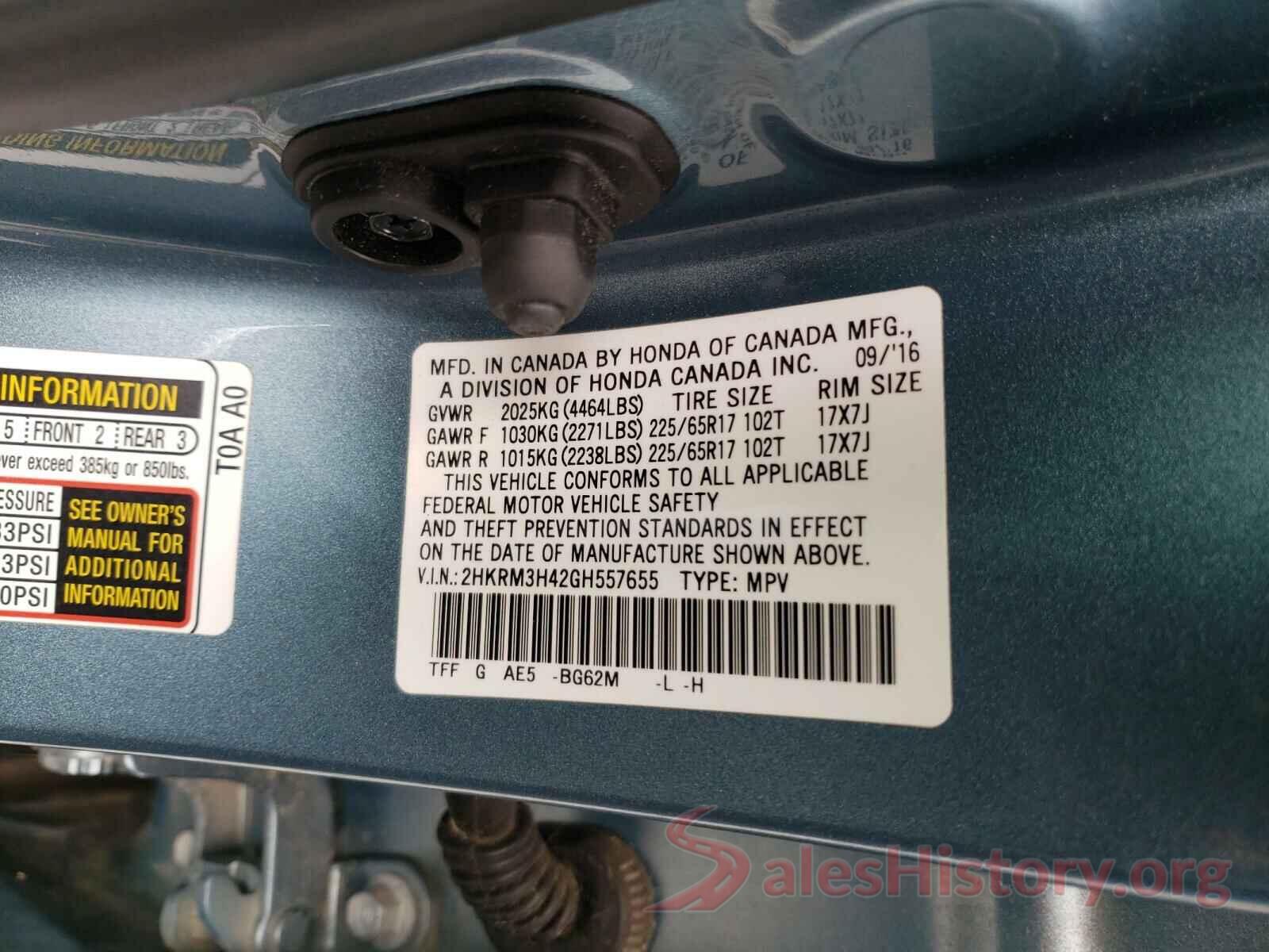 2HKRM3H42GH557655 2016 HONDA CRV