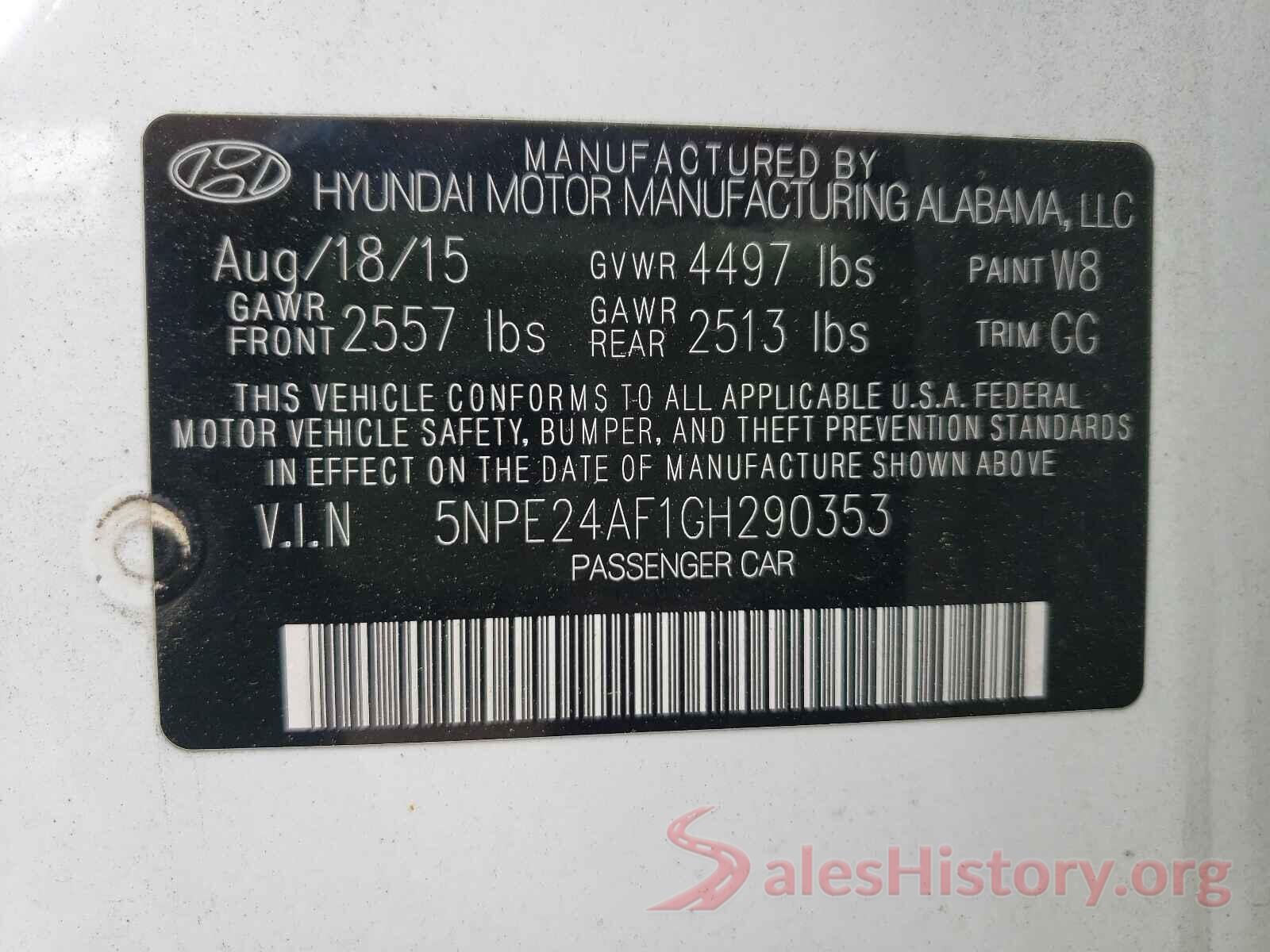 5NPE24AF1GH290353 2016 HYUNDAI SONATA