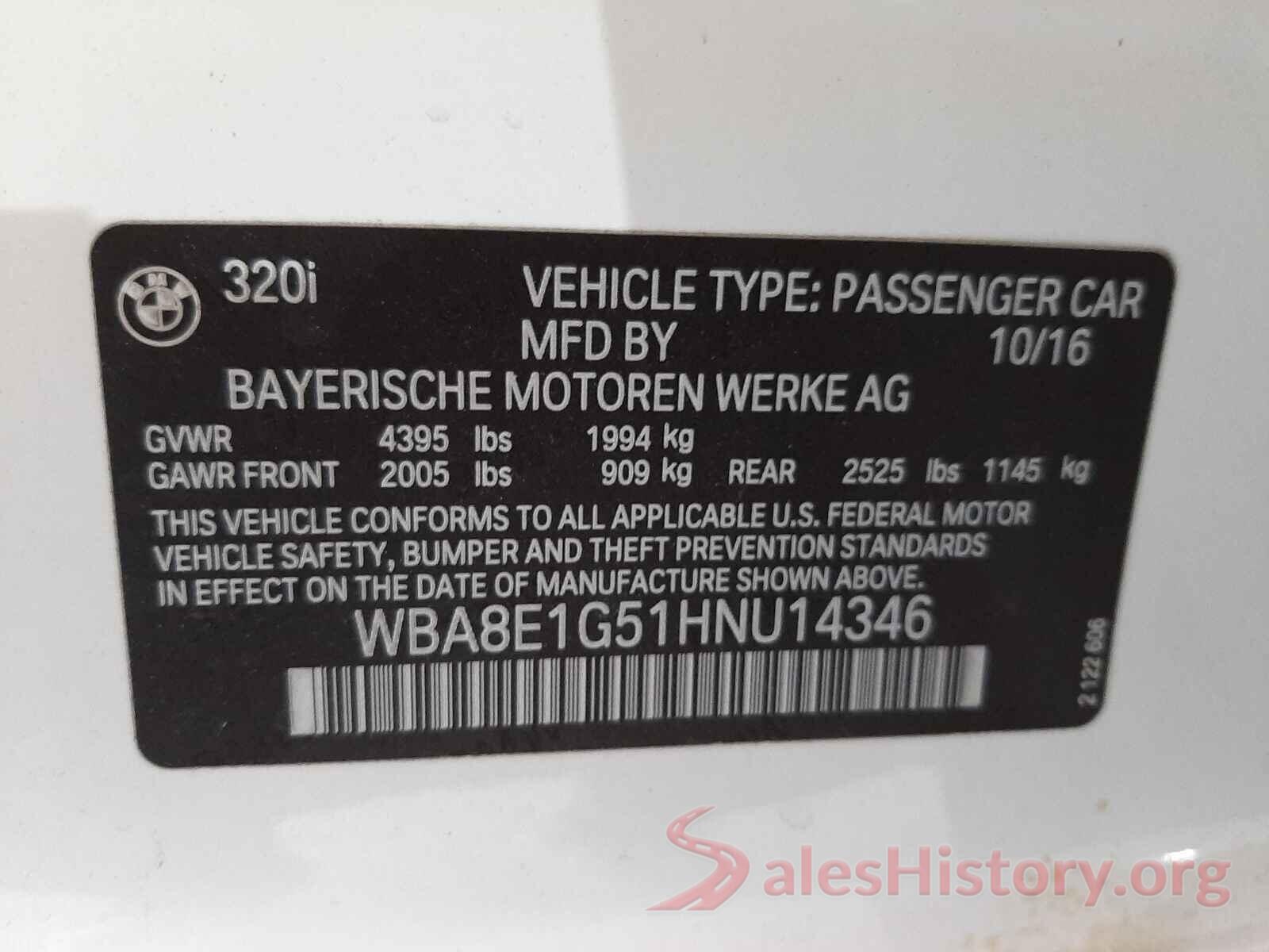 WBA8E1G51HNU14346 2017 BMW 3 SERIES