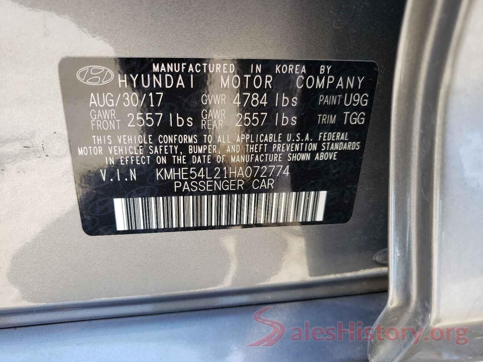 KMHE54L21HA072774 2017 HYUNDAI SONATA