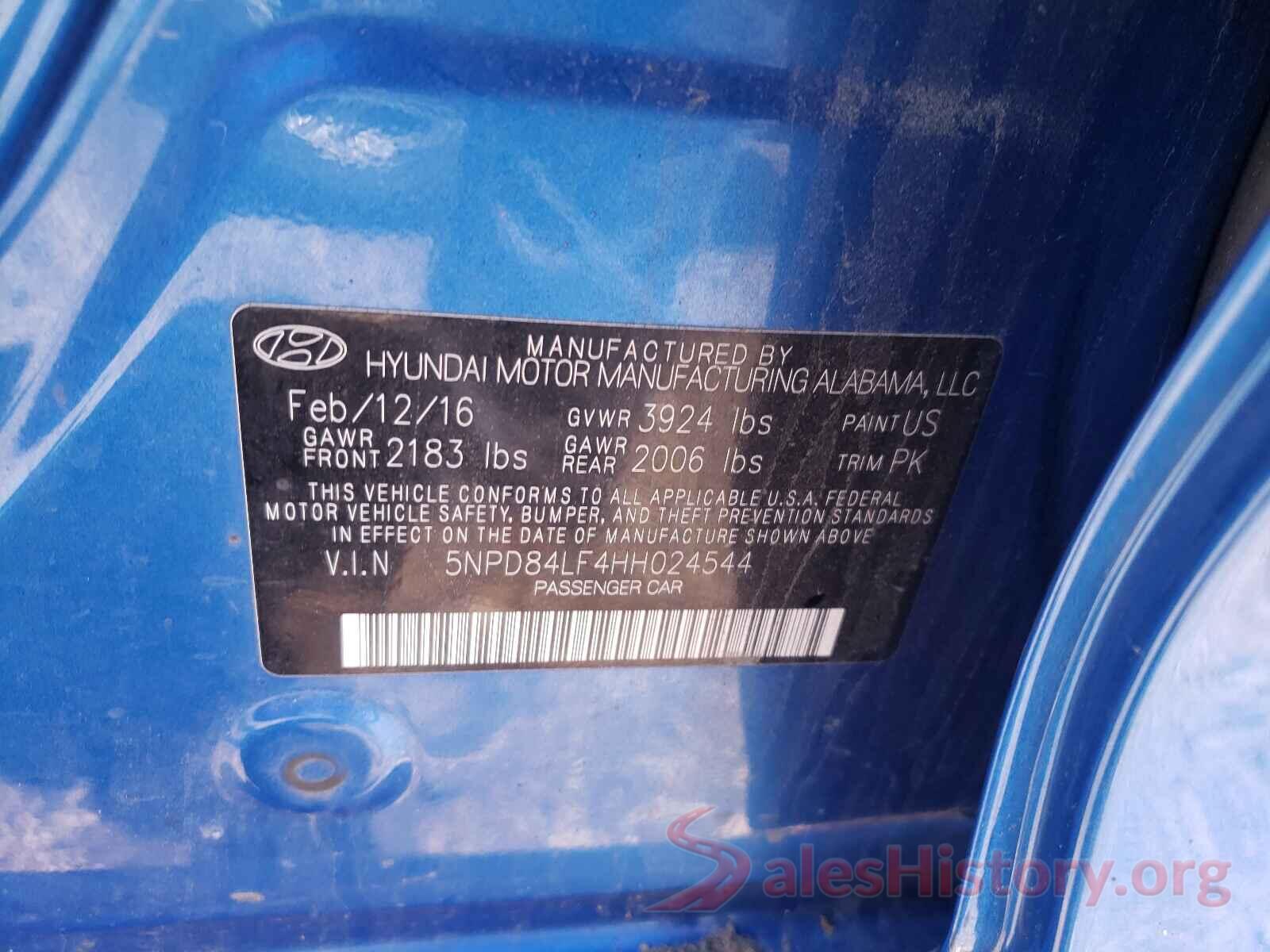 5NPD84LF4HH024544 2017 HYUNDAI ELANTRA