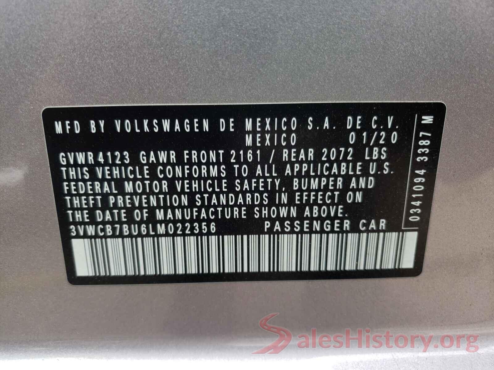 3VWCB7BU6LM022356 2020 VOLKSWAGEN JETTA