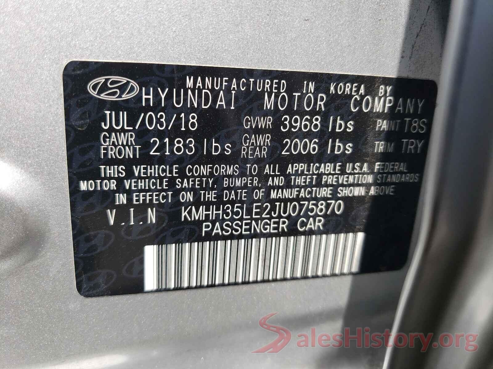 KMHH35LE2JU075870 2018 HYUNDAI ELANTRA