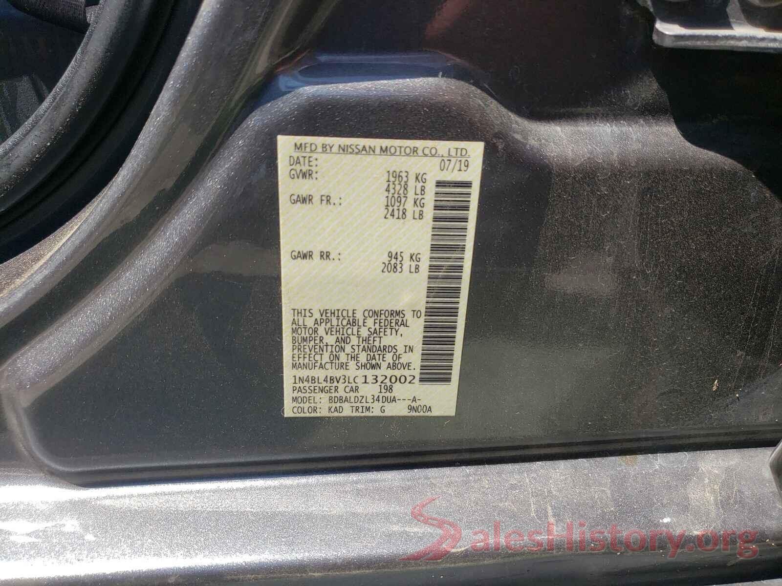 1N4BL4BV3LC132002 2020 NISSAN ALTIMA