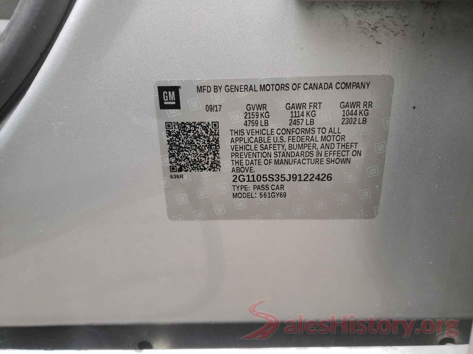 2G1105S35J9122426 2018 CHEVROLET IMPALA