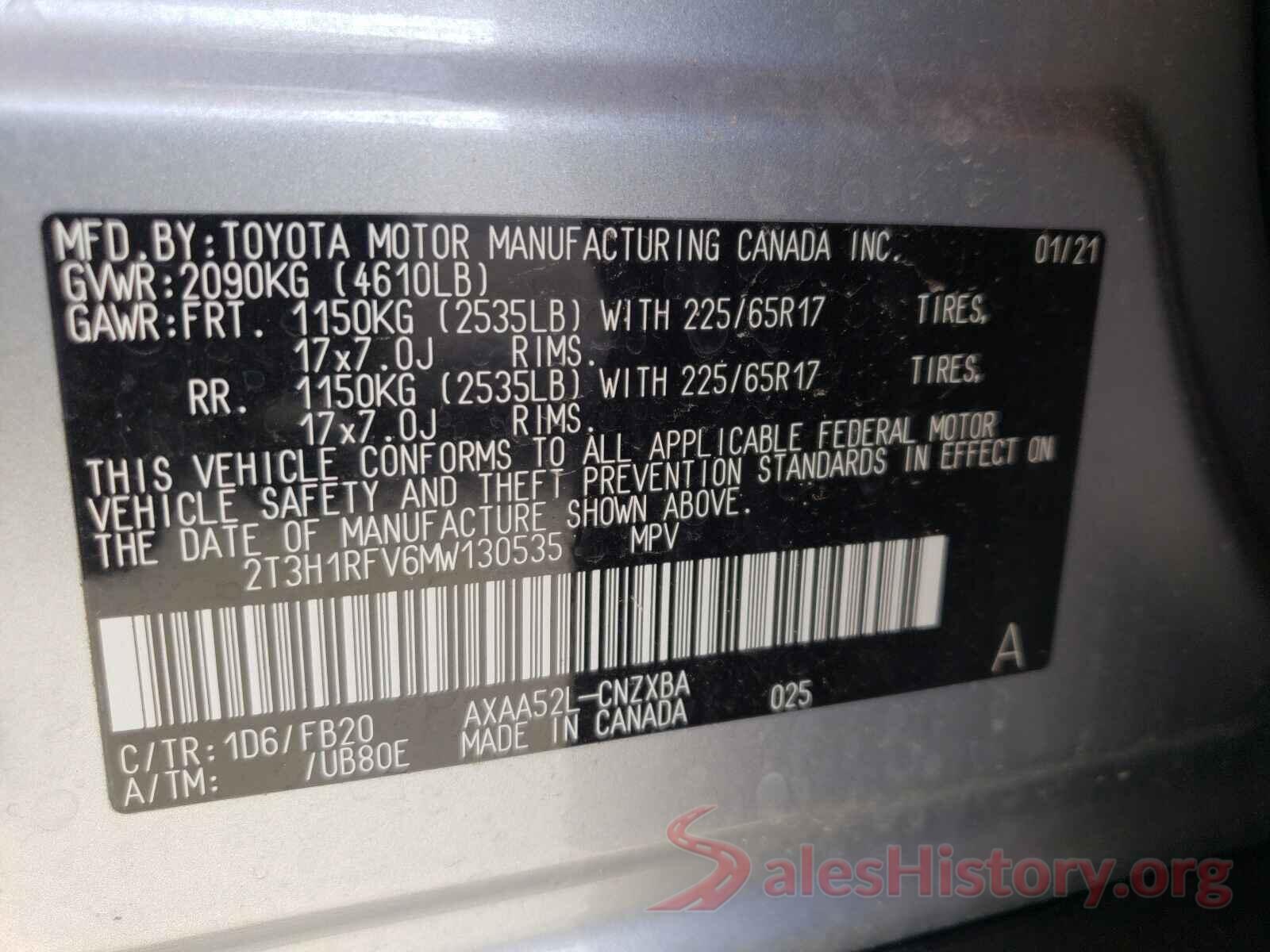 2T3H1RFV6MW130535 2021 TOYOTA RAV4