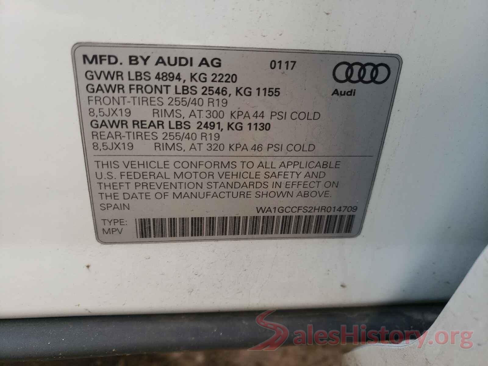 WA1GCCFS2HR014709 2017 AUDI Q3