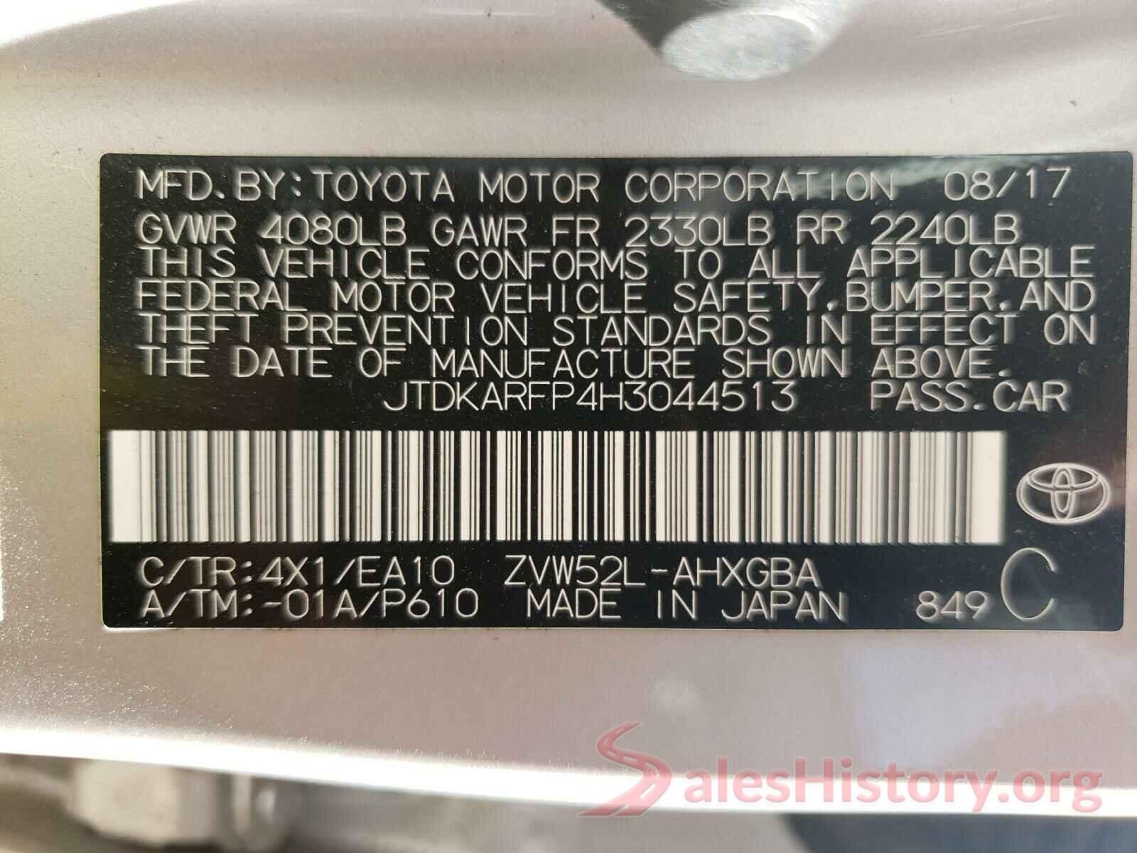 JTDKARFP4H3044513 2017 TOYOTA PRIUS