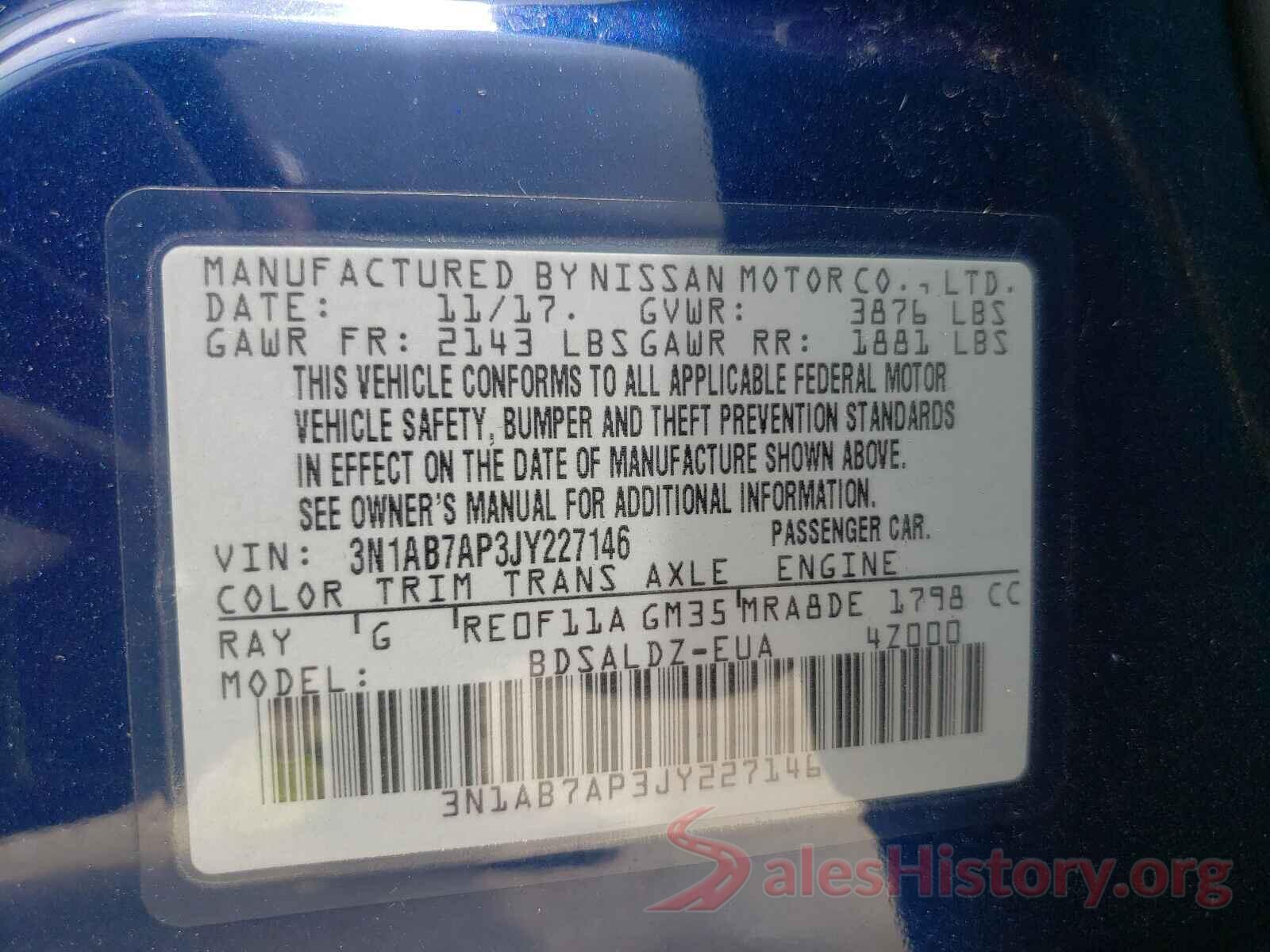 3N1AB7AP3JY227146 2018 NISSAN SENTRA