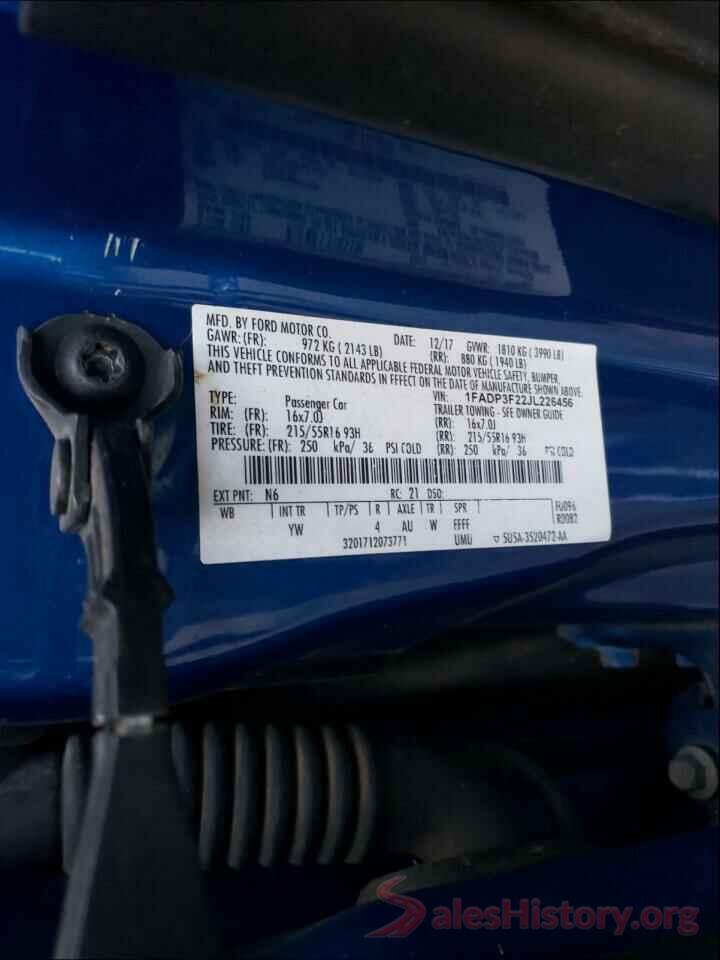 1FADP3F22JL226456 2018 FORD FOCUS