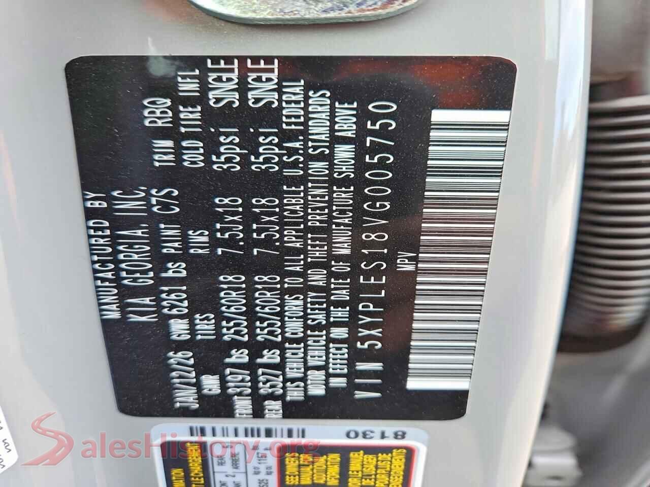 2027 KIA TELLURIDE VIN 5XYPLES18VG005750, trunk area