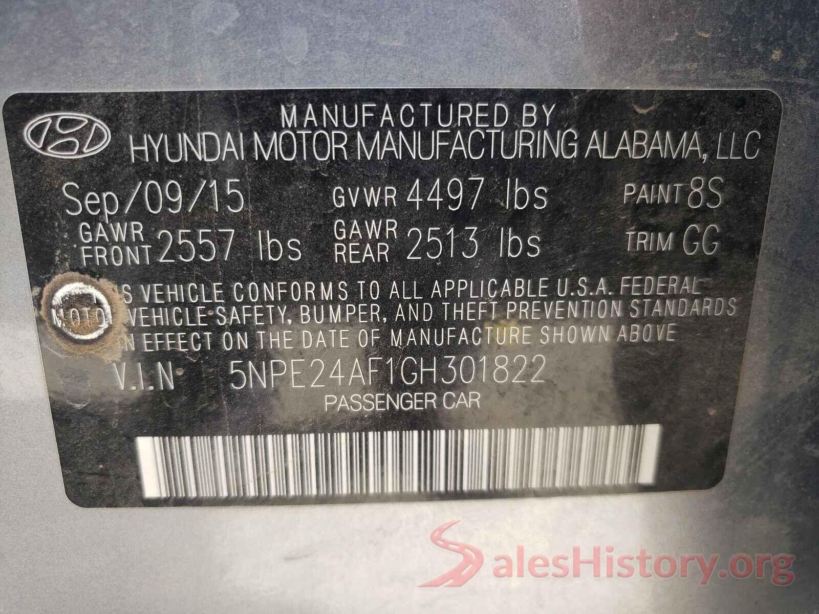 5NPE24AF1GH301822 2016 HYUNDAI SONATA