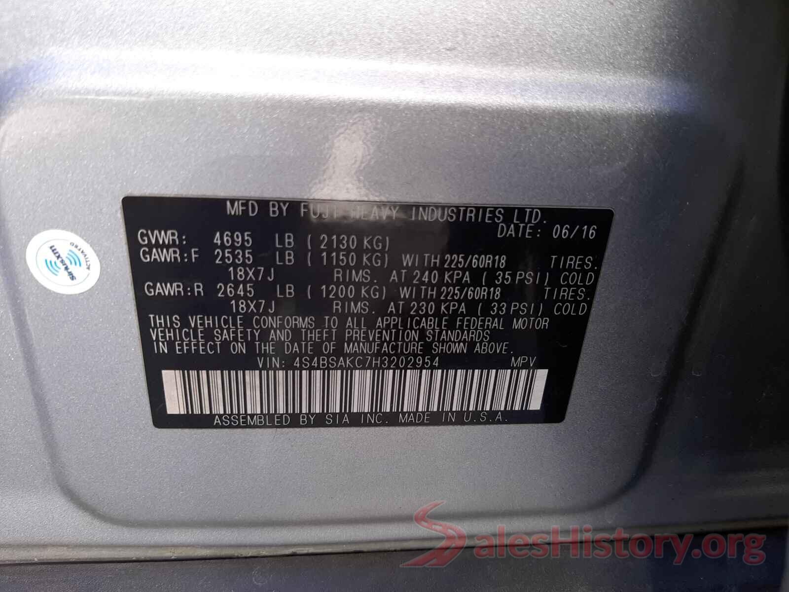 4S4BSAKC7H3202954 2017 SUBARU OUTBACK