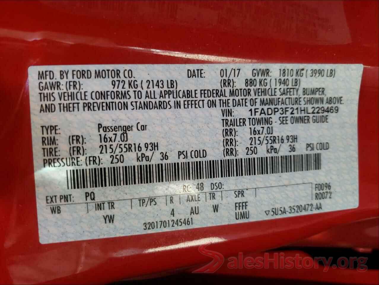 1FADP3F21HL229469 2017 FORD FOCUS