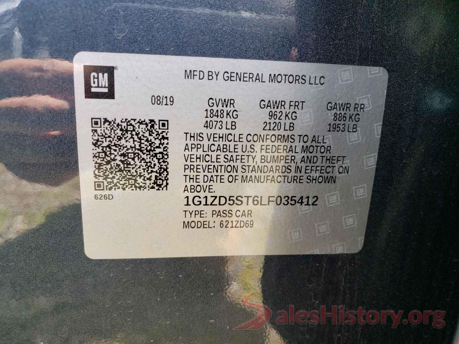 1G1ZD5ST6LF035412 2020 CHEVROLET MALIBU