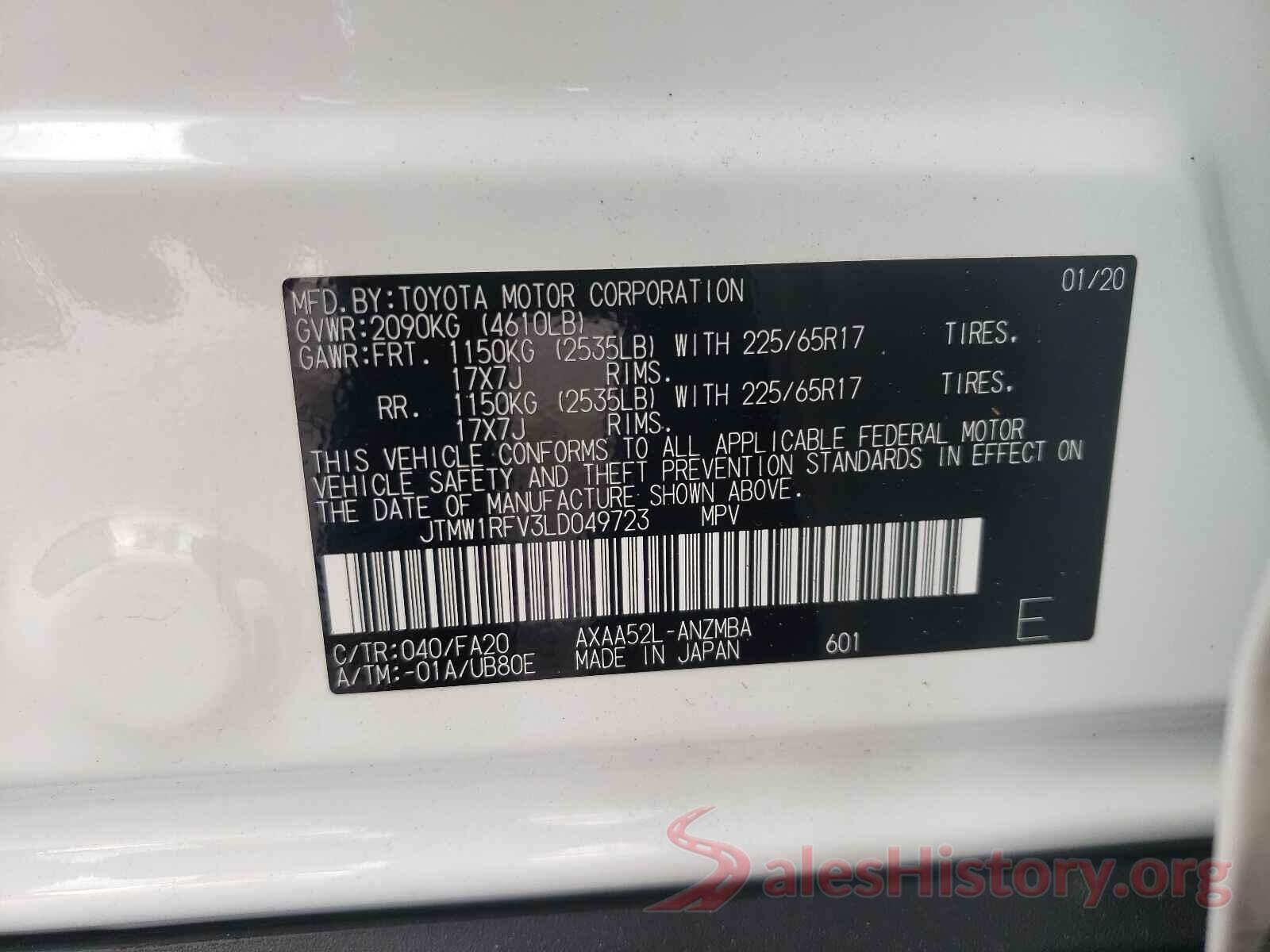 JTMW1RFV3LD049723 2020 TOYOTA RAV4