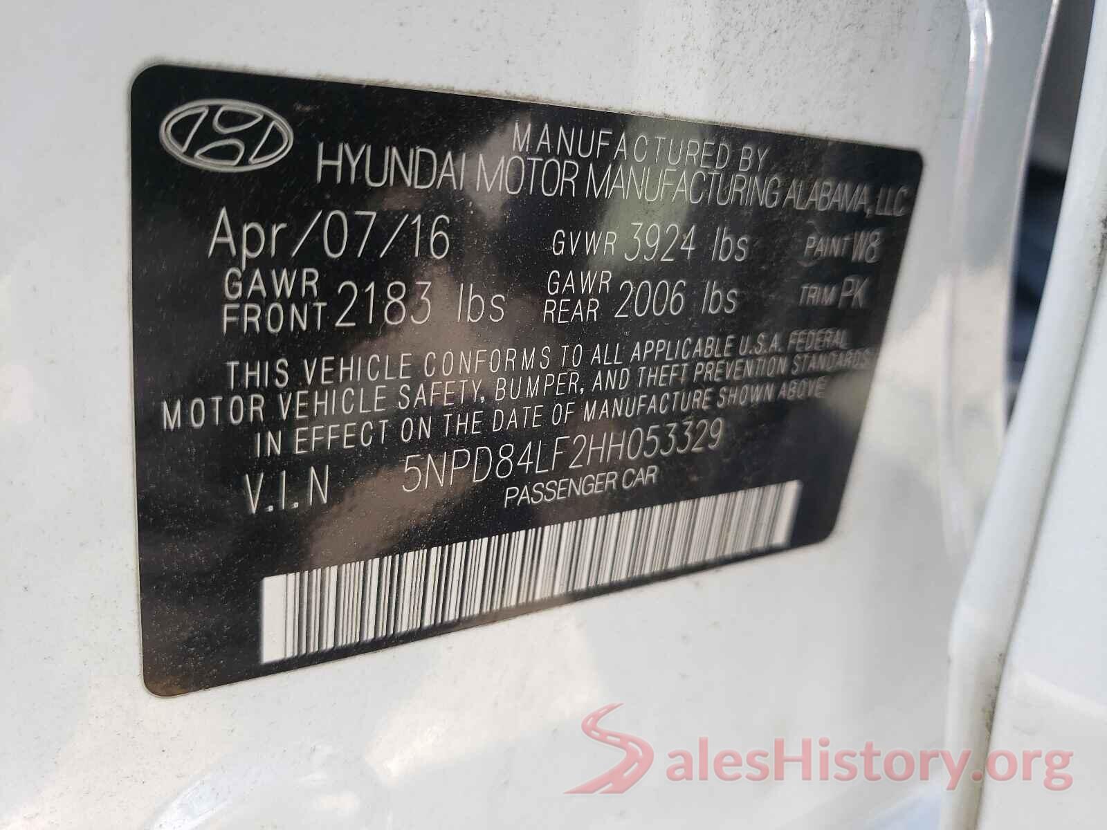 5NPD84LF2HH053329 2017 HYUNDAI ELANTRA