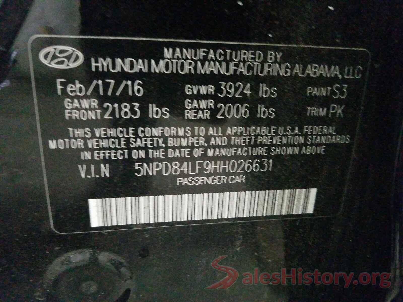 5NPD84LF9HH026631 2017 HYUNDAI ELANTRA