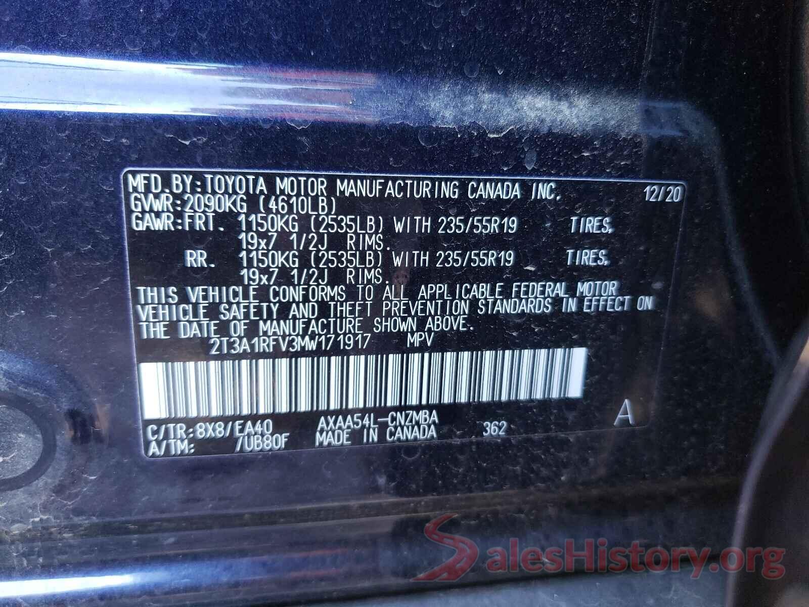 2T3A1RFV3MW171917 2021 TOYOTA RAV4