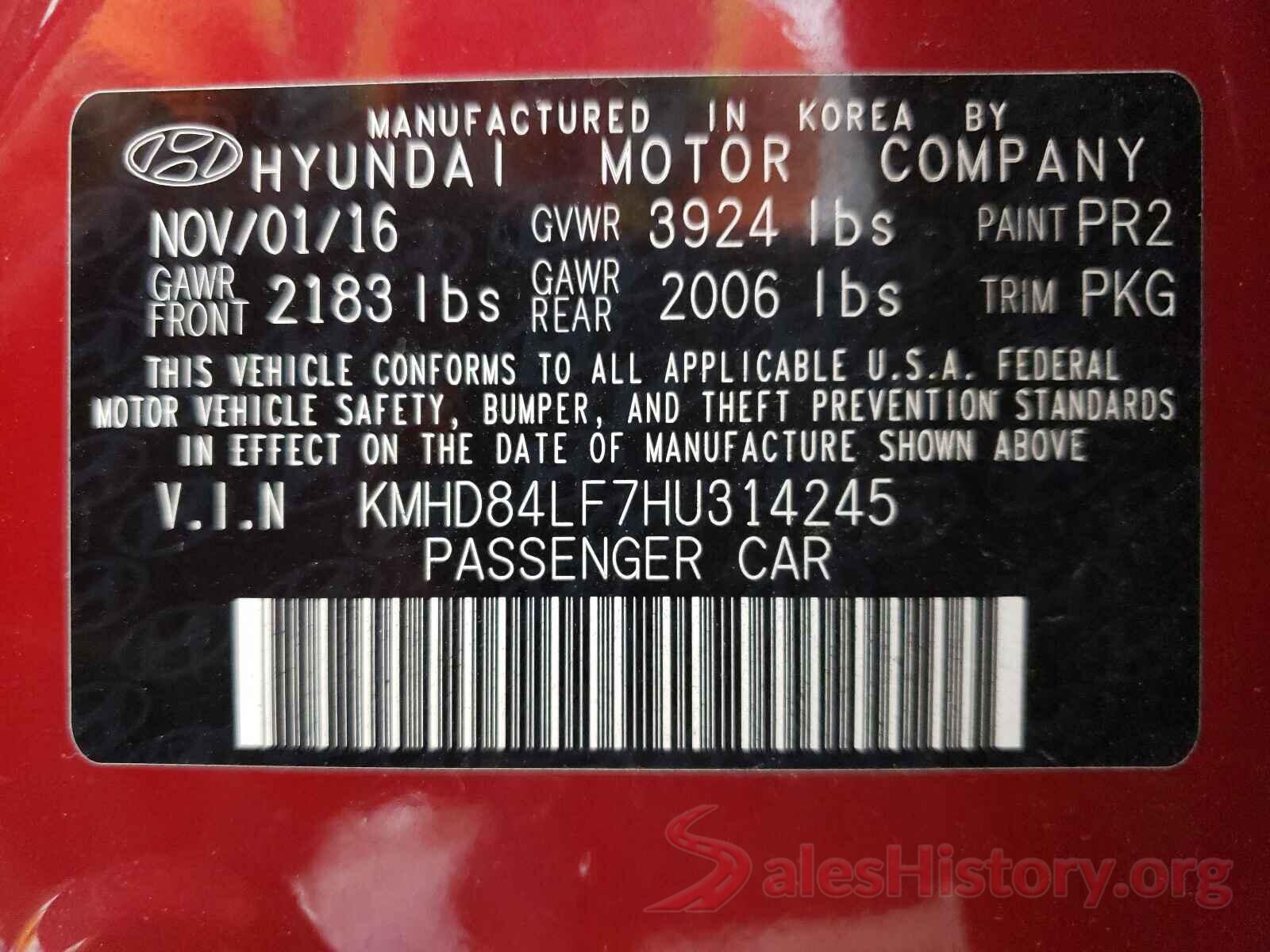 KMHD84LF7HU314245 2017 HYUNDAI ELANTRA