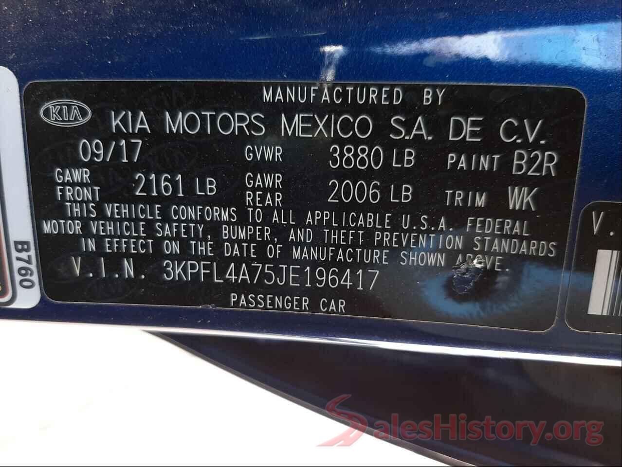 3KPFL4A75JE196417 2018 KIA FORTE