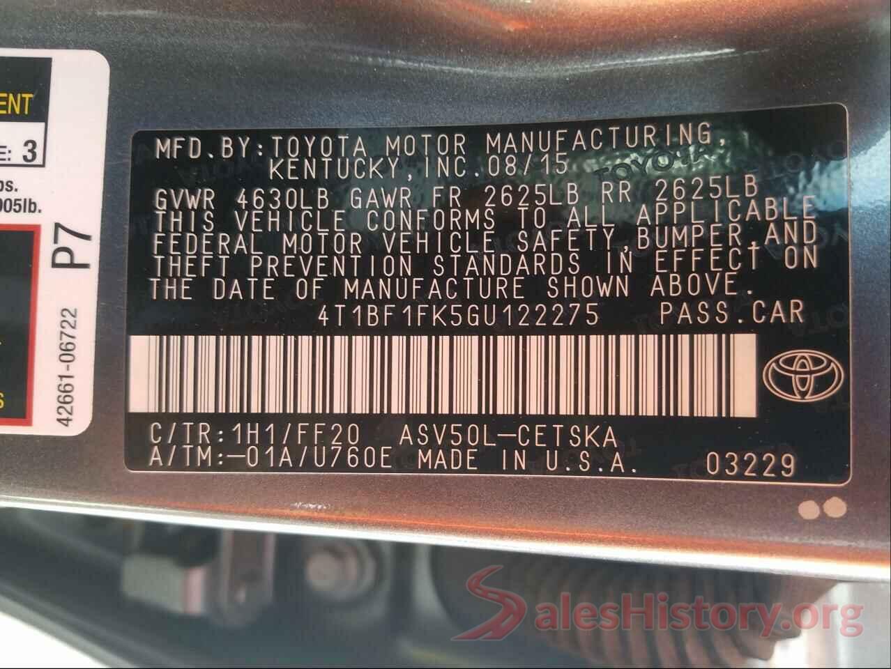 4T1BF1FK5GU122275 2016 TOYOTA CAMRY