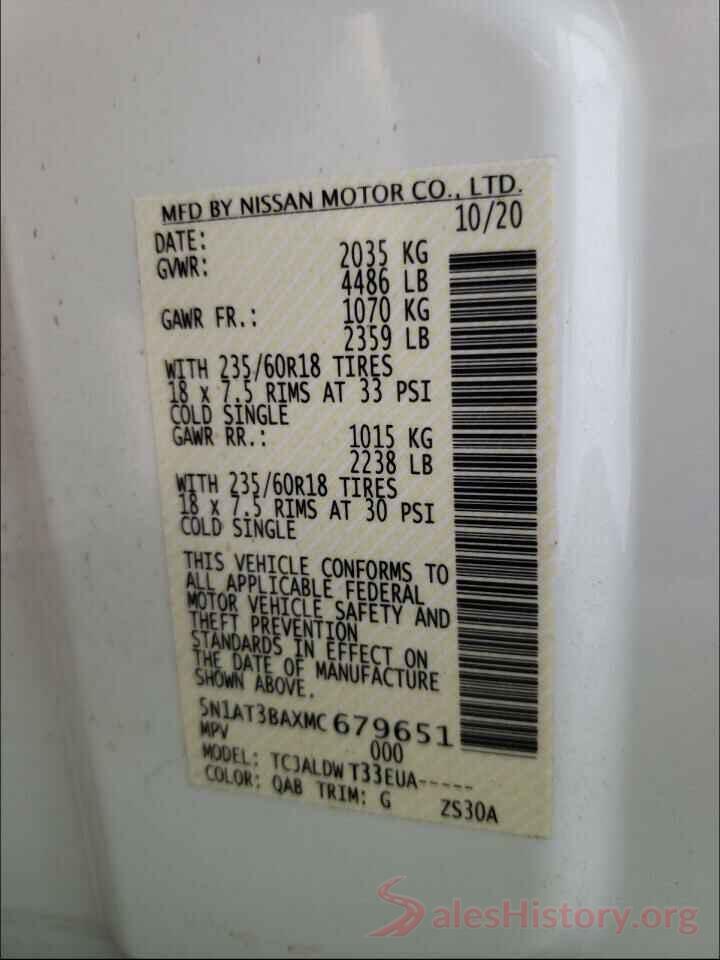 5N1AT3BAXMC679651 2021 NISSAN ROGUE