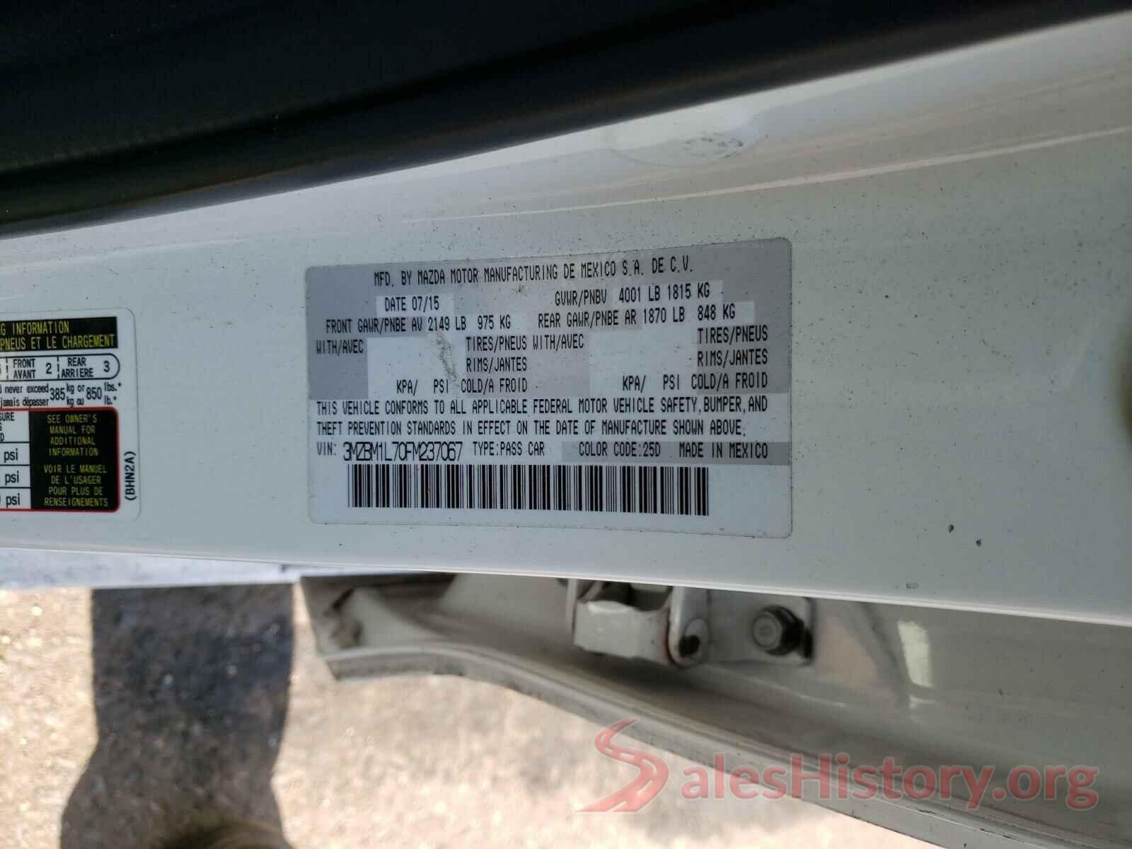 3MZBM1L70FM237067 2015 MAZDA 3