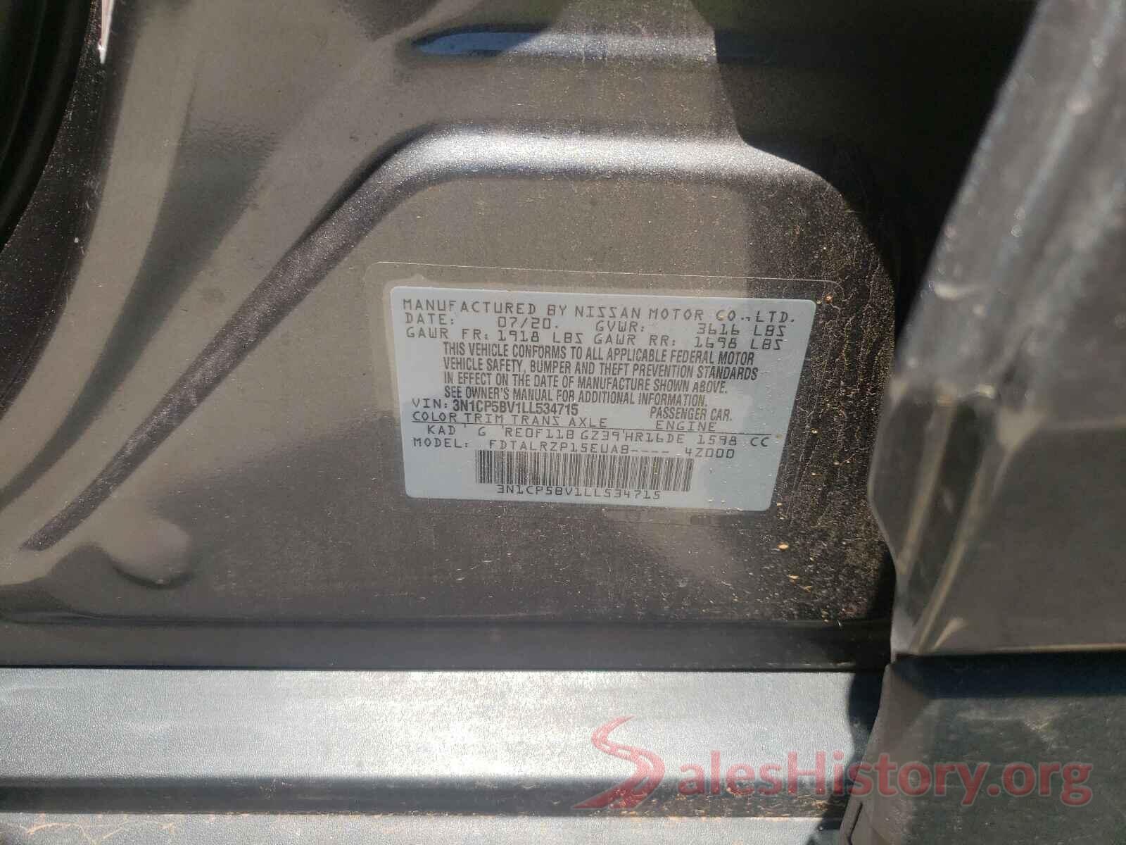 3N1CP5BV1LL534715 2020 NISSAN KICKS