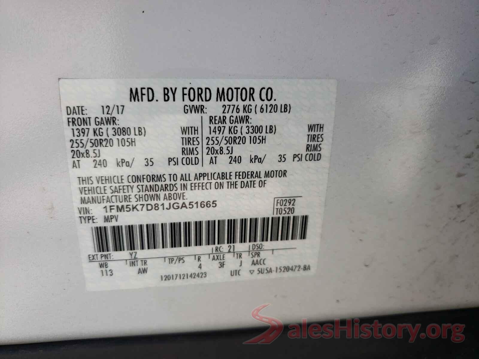 1FM5K7D81JGA51665 2018 FORD EXPLORER