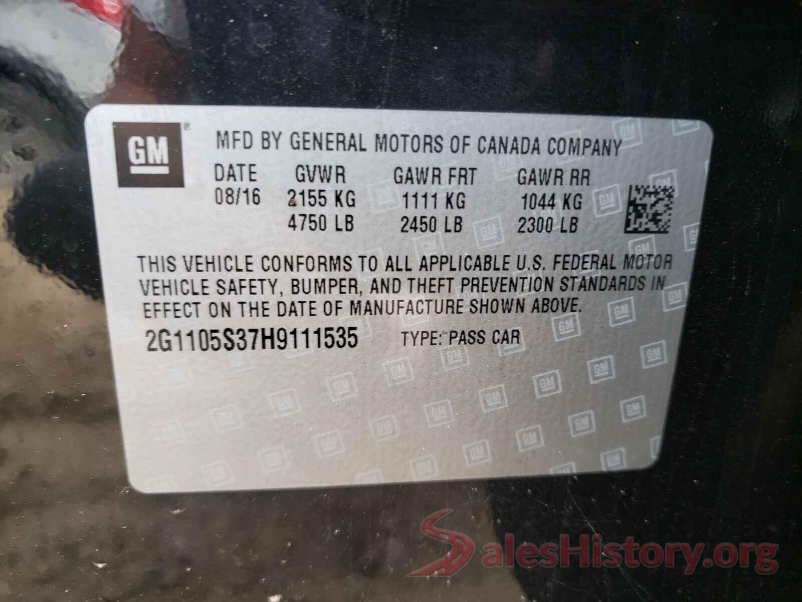 2G1105S37H9111535 2017 CHEVROLET IMPALA