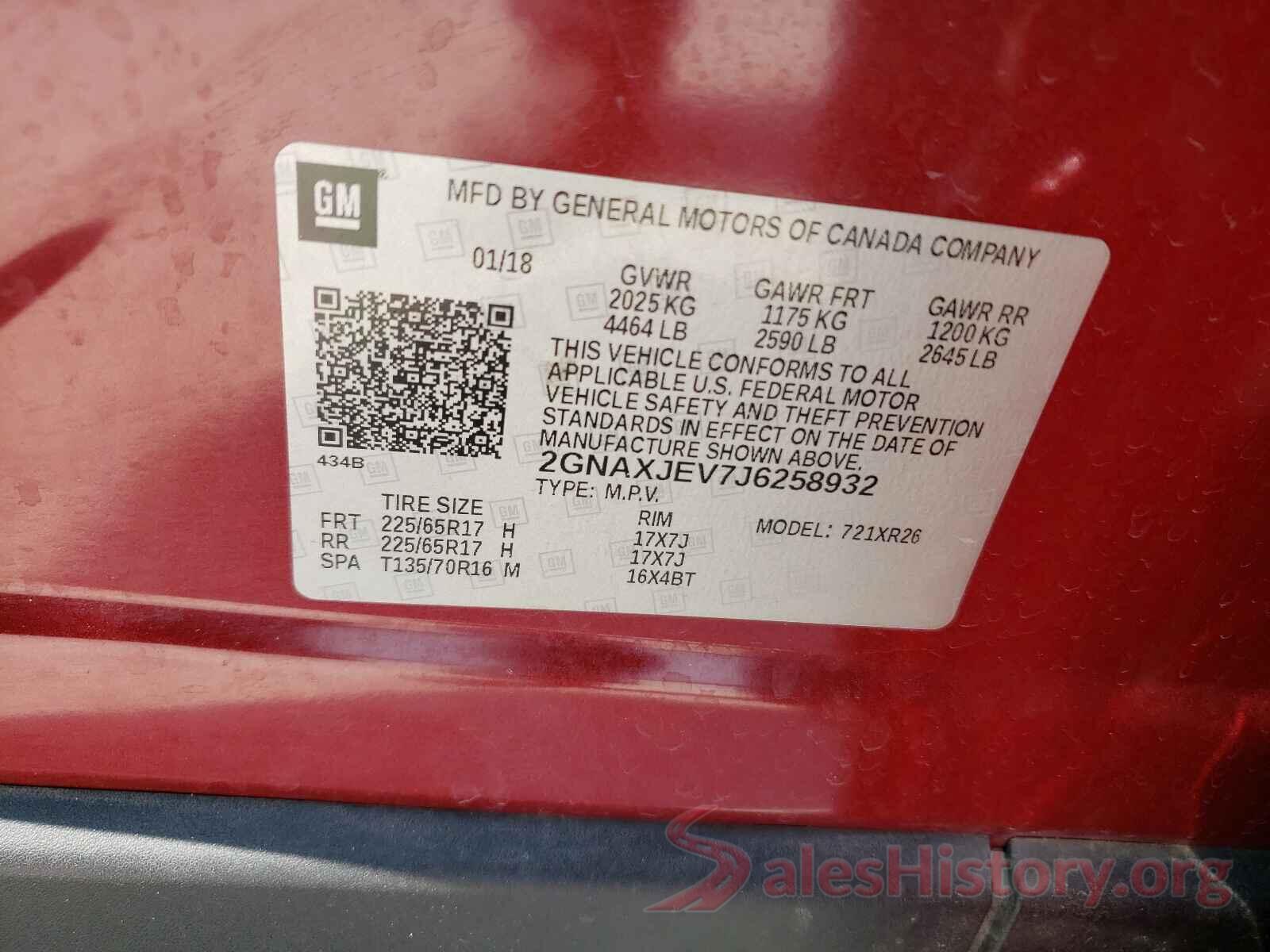 2GNAXJEV7J6258932 2018 CHEVROLET EQUINOX