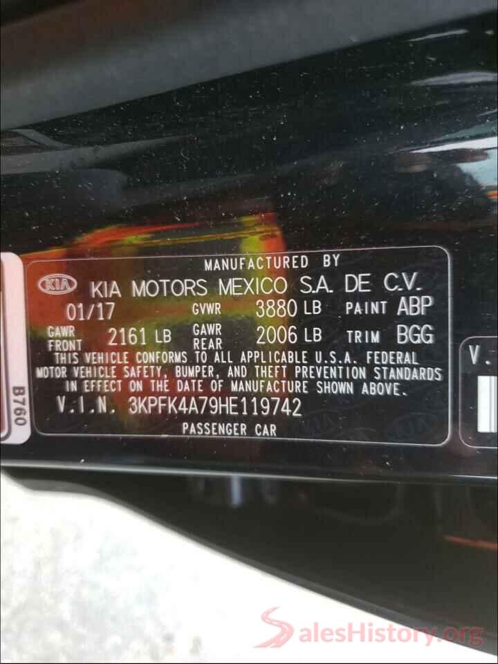 3KPFK4A79HE119742 2017 KIA FORTE