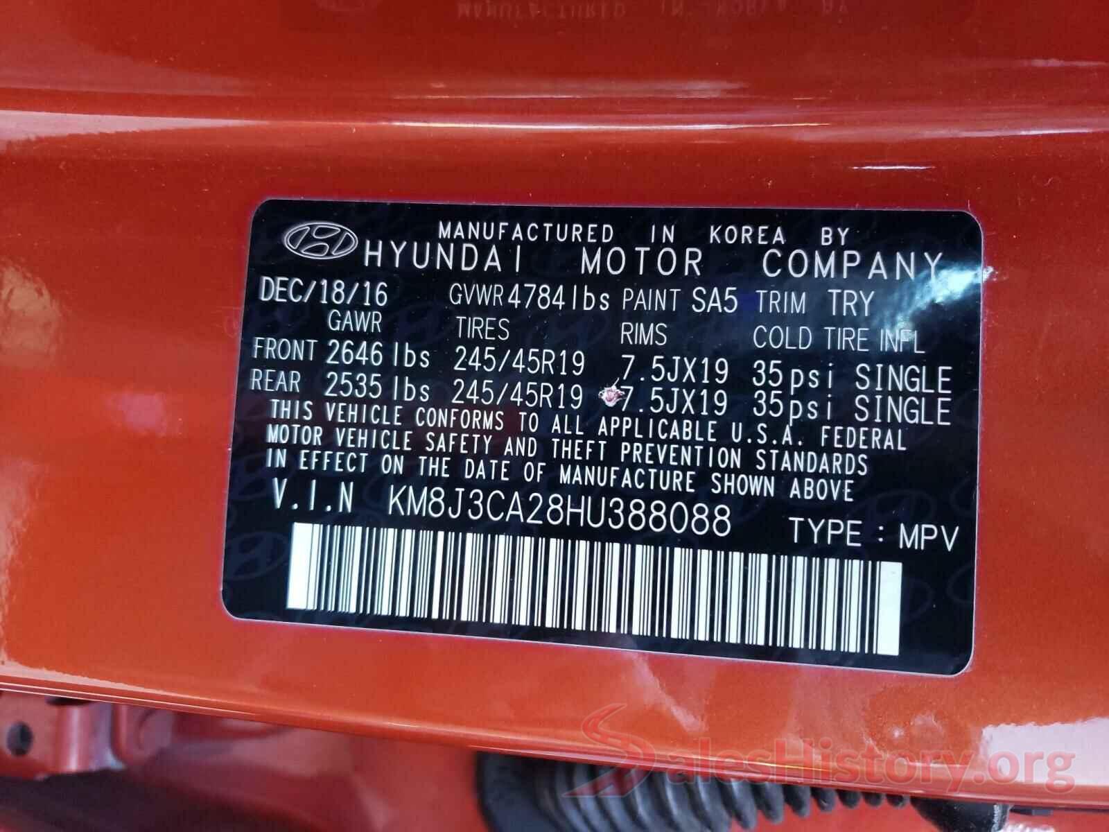 KM8J3CA28HU388088 2017 HYUNDAI TUCSON