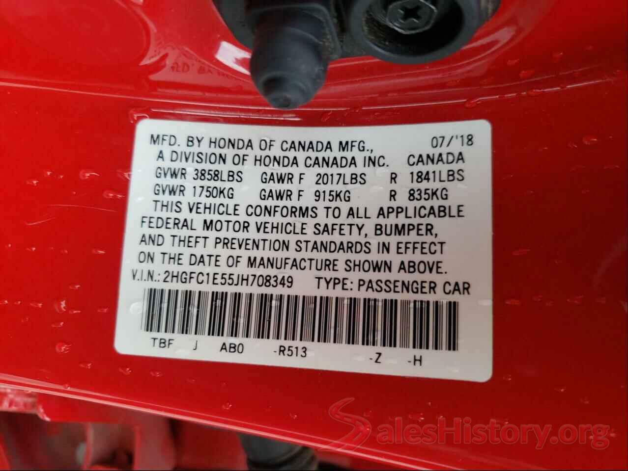 2HGFC1E55JH708349 2018 HONDA CIVIC