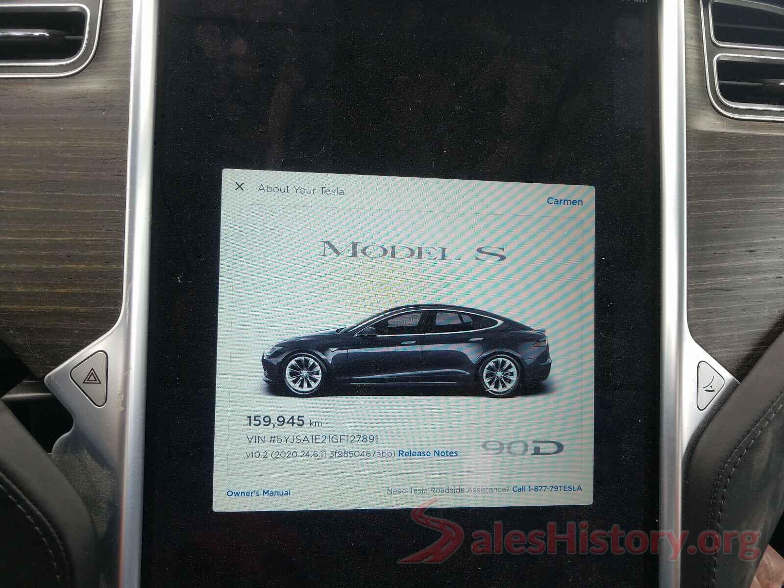 5YJSA1E21GF127891 2016 TESLA MODEL S