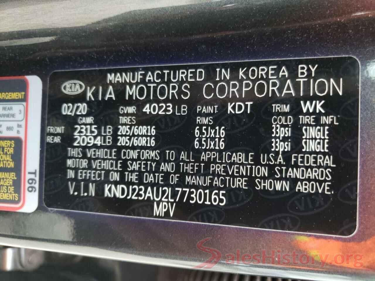 KNDJ23AU2L7730165 2020 KIA SOUL